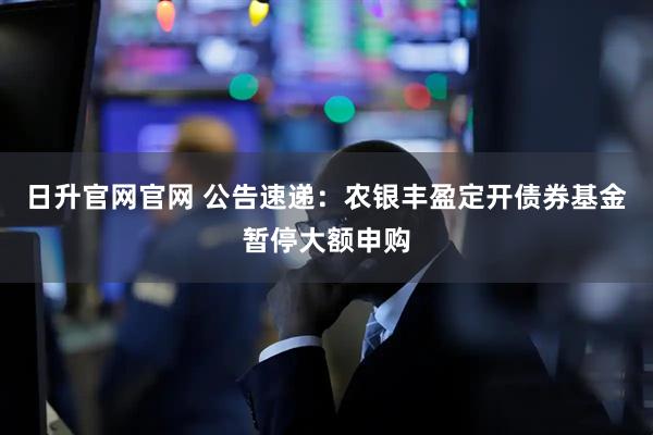 日升官网官网 公告速递：农银丰盈定开债券基金暂停大额申购